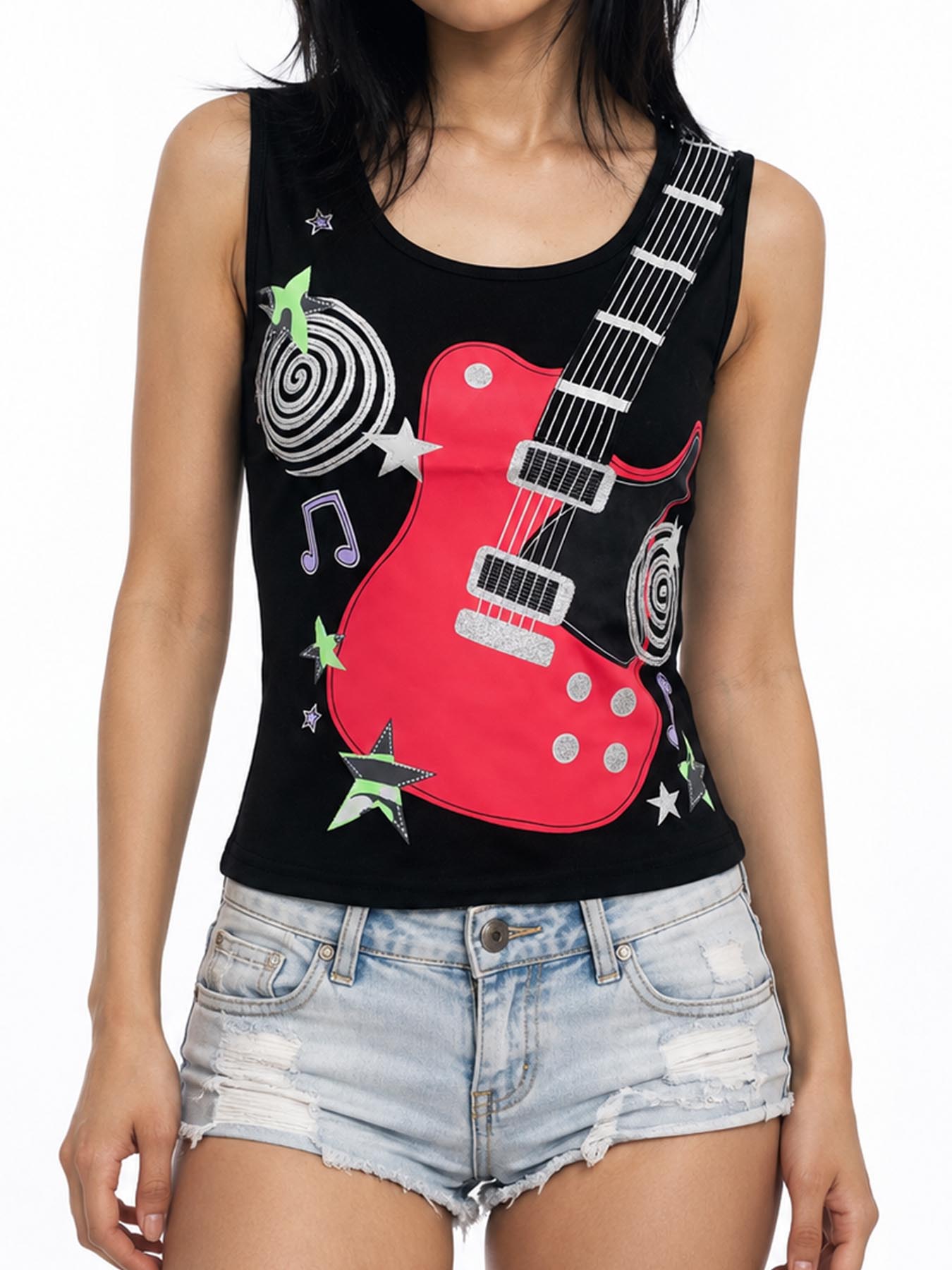 3D Printing Guitar - Nouveau débardeur guitare graffiti 3D rétro