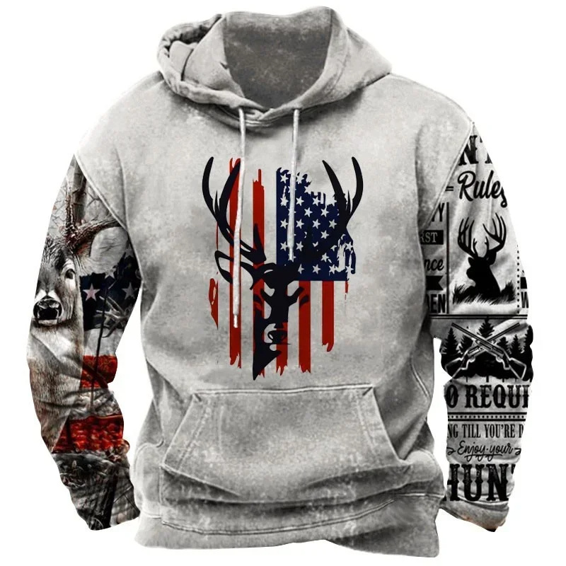 3D Printing Usa - Sweat-shirt à capuche Vintage imprimé en